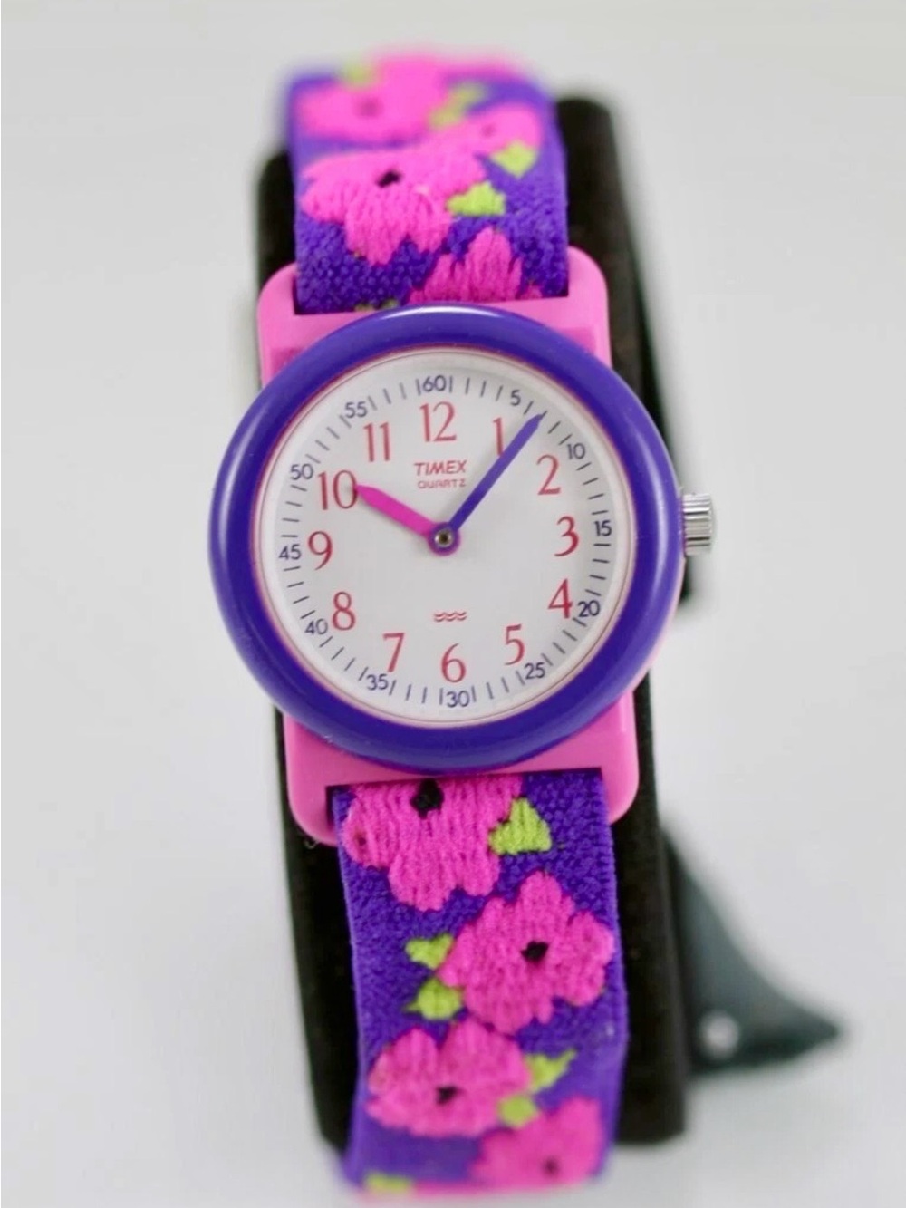 Timex Kids Pink & Purple Floral Fabric Strap Watch